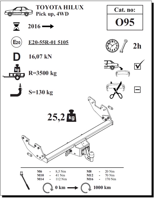 Toyota Hilux 4WD Çeki Demiri , Flanşlı , 2016 - Bugüne