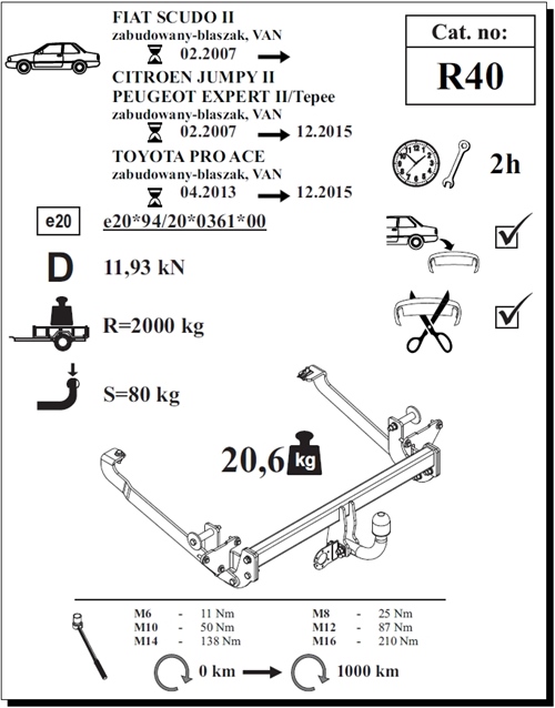Toyota Pro Ace Çeki Demiri , Kuğu Boynu - Sabit , 2013 - 2015