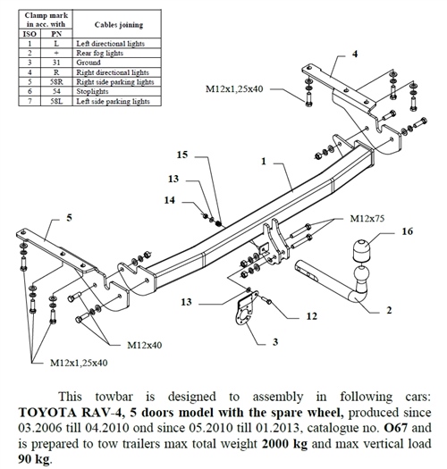 Toyota RAV-4 Çeki Demiri , Kuğu Boynu - Sabit , 2006 - 2013