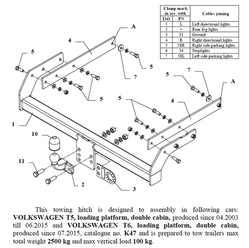 Volkswagen Transporter T5-T6 Kamyonet Çeki Demiri , Flanşlı , 2003 - Bugüne