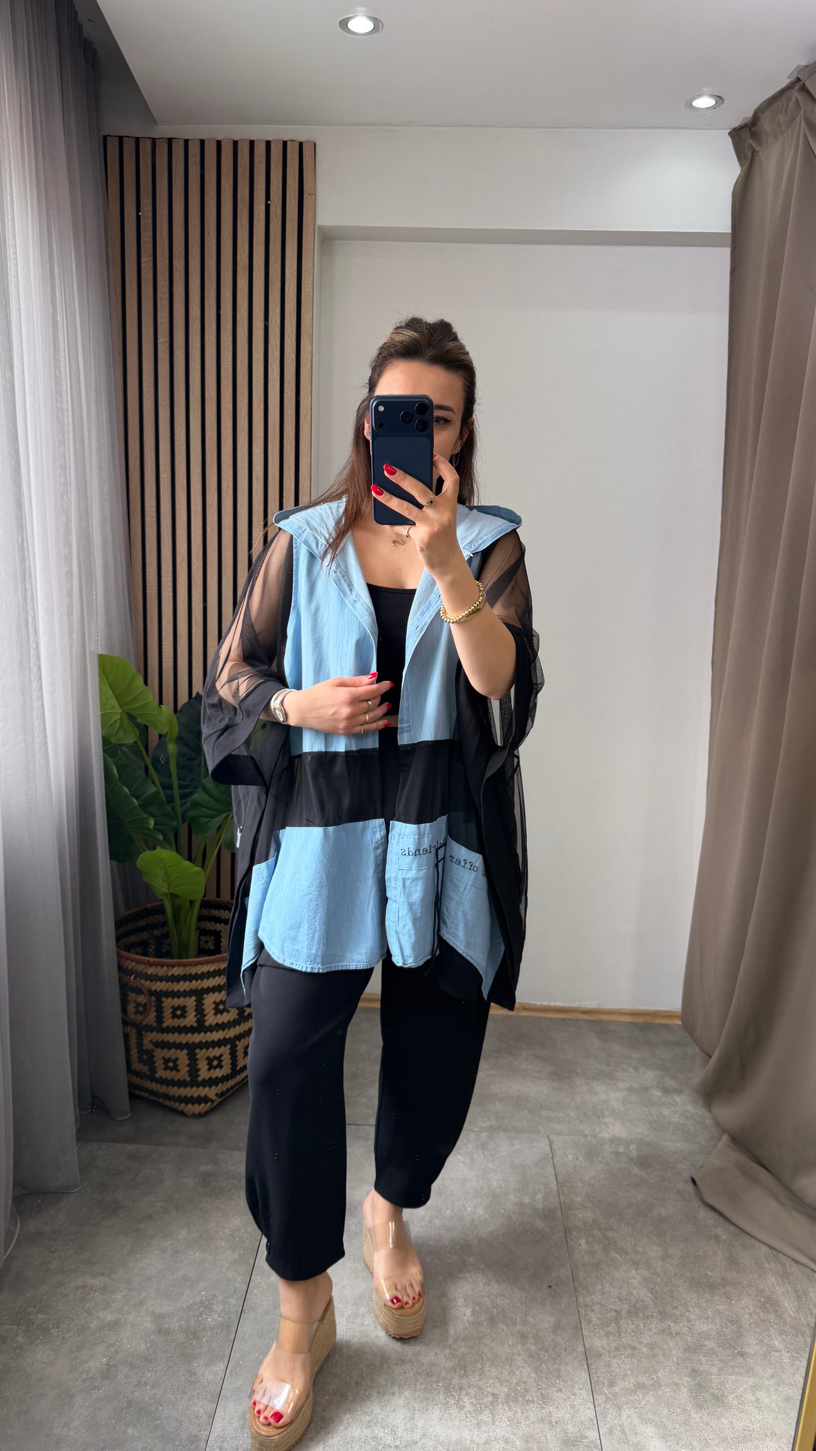 TASARIM TÜL DETAY KİMONO 