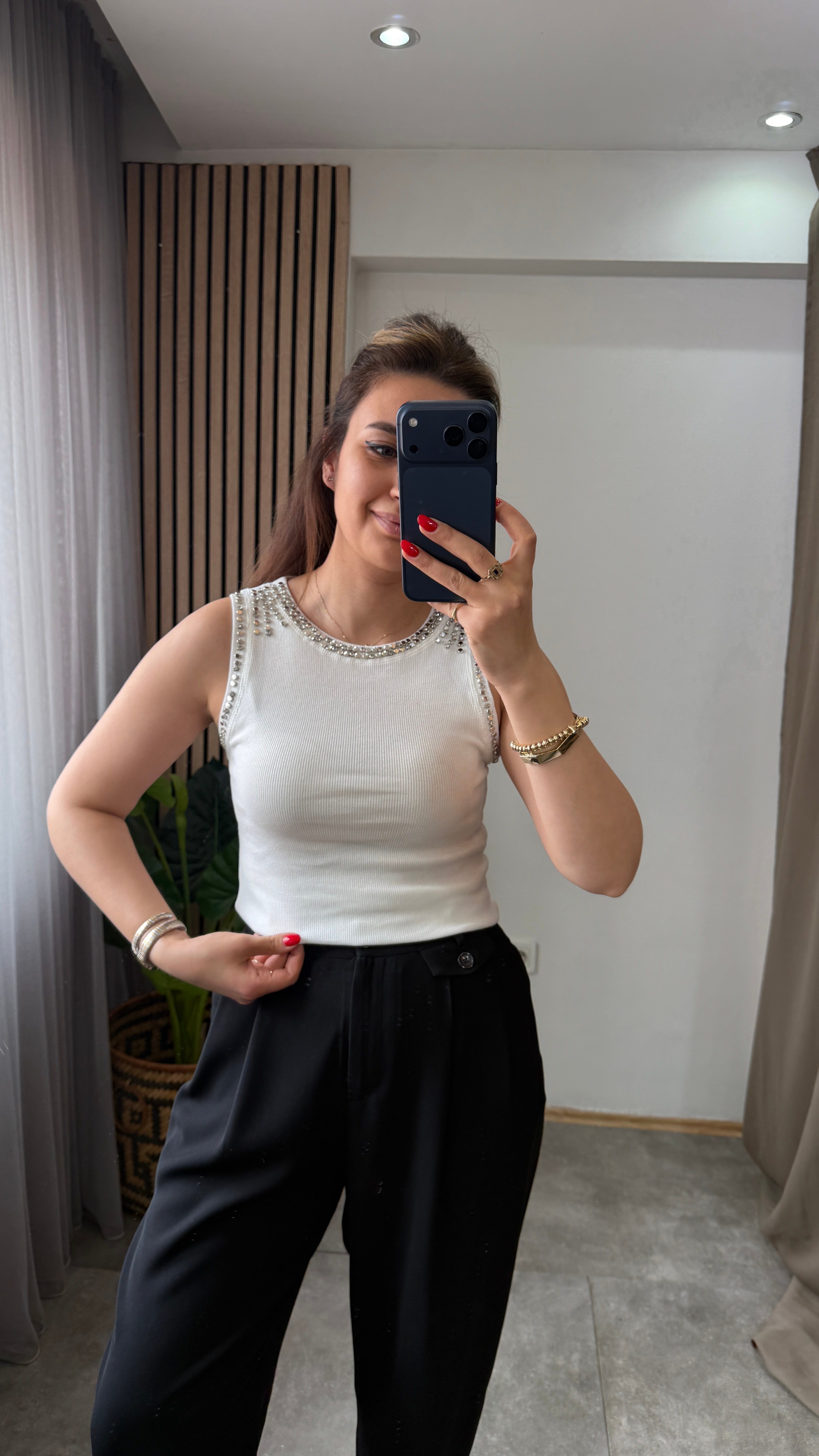 TAŞLI FİTİLLİ BODY BEYAZ 