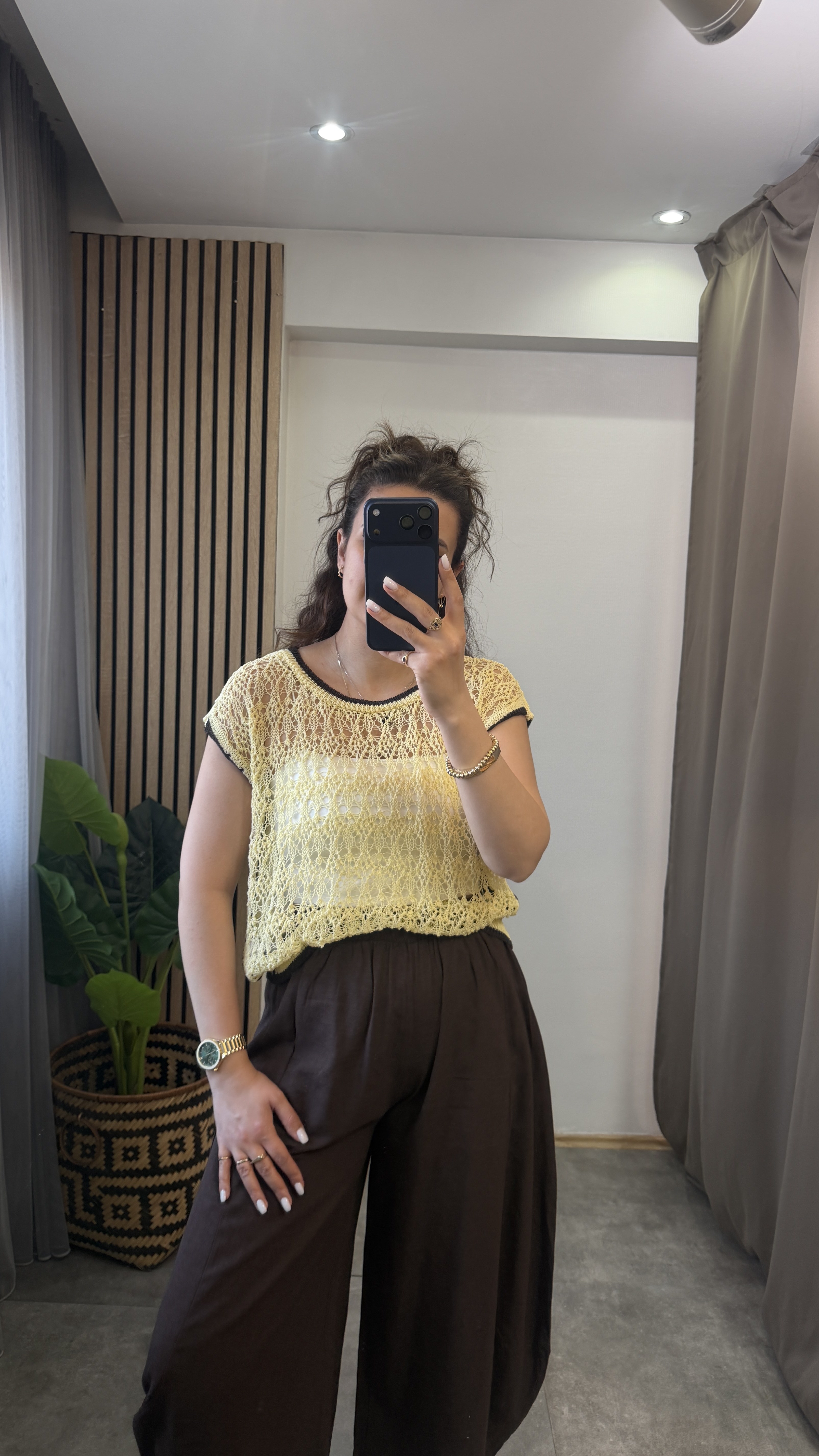 TIĞ ÖRME BLUZ SARI 