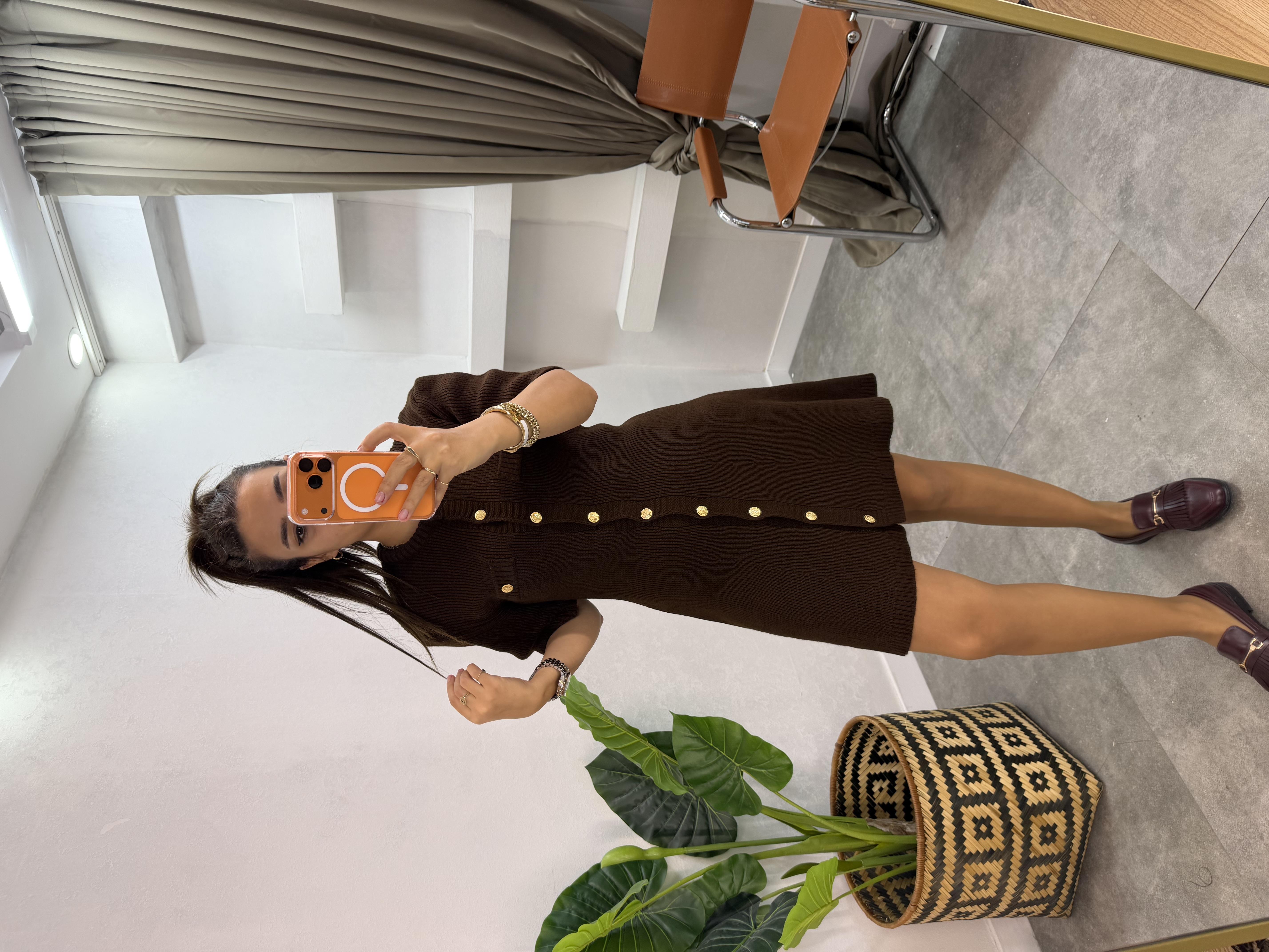 TRİKO ELBİSE ACI KAHVE