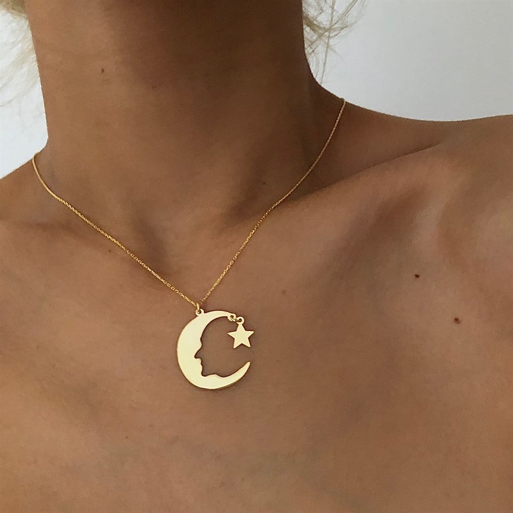 925 ay yıldız atatürk silüeti kolye