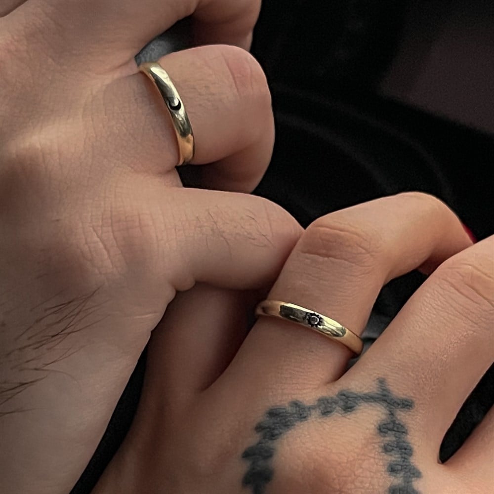 925 ayar gümüş ay güneş couple yüzük