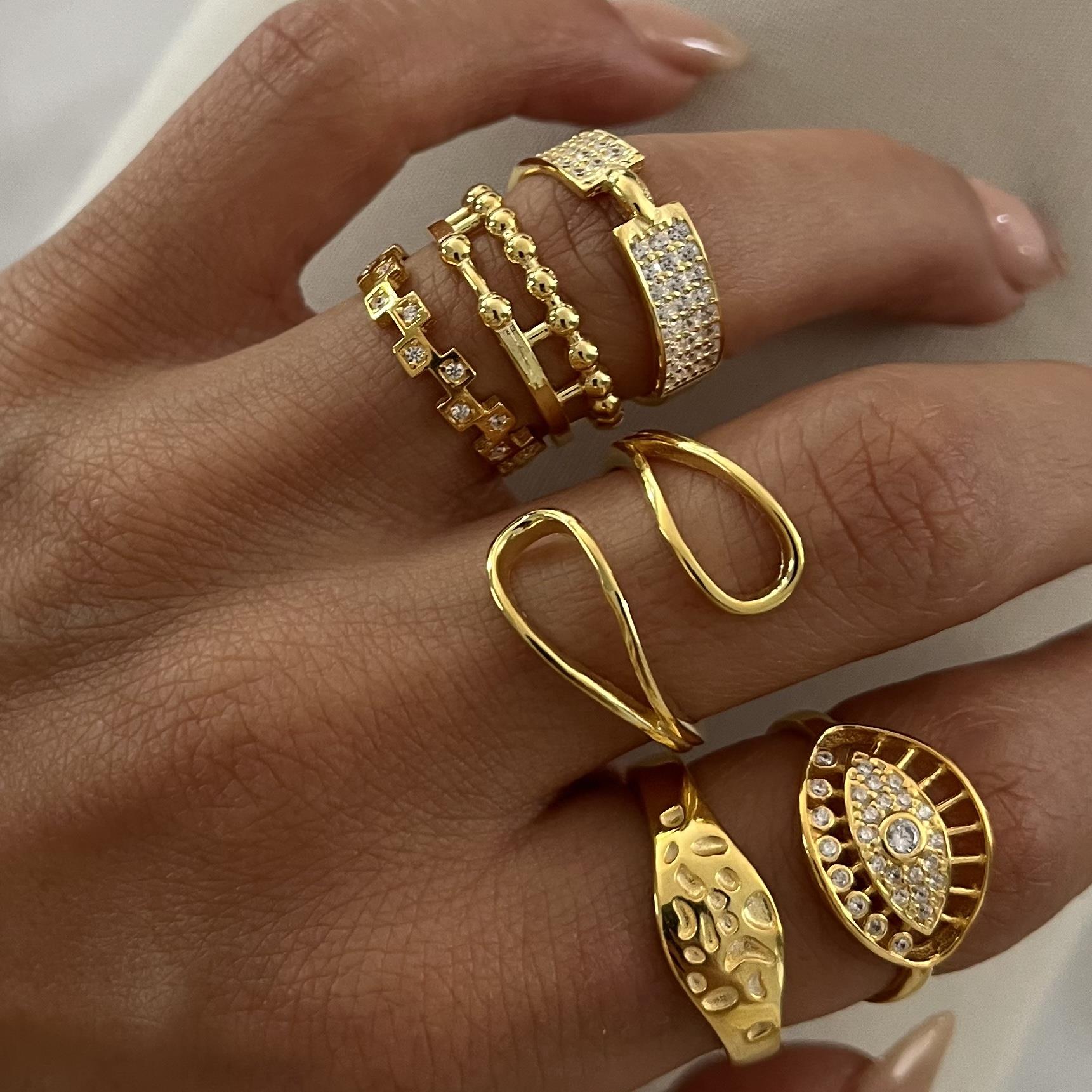 925 ayar gümüş çift pencereli yüzük