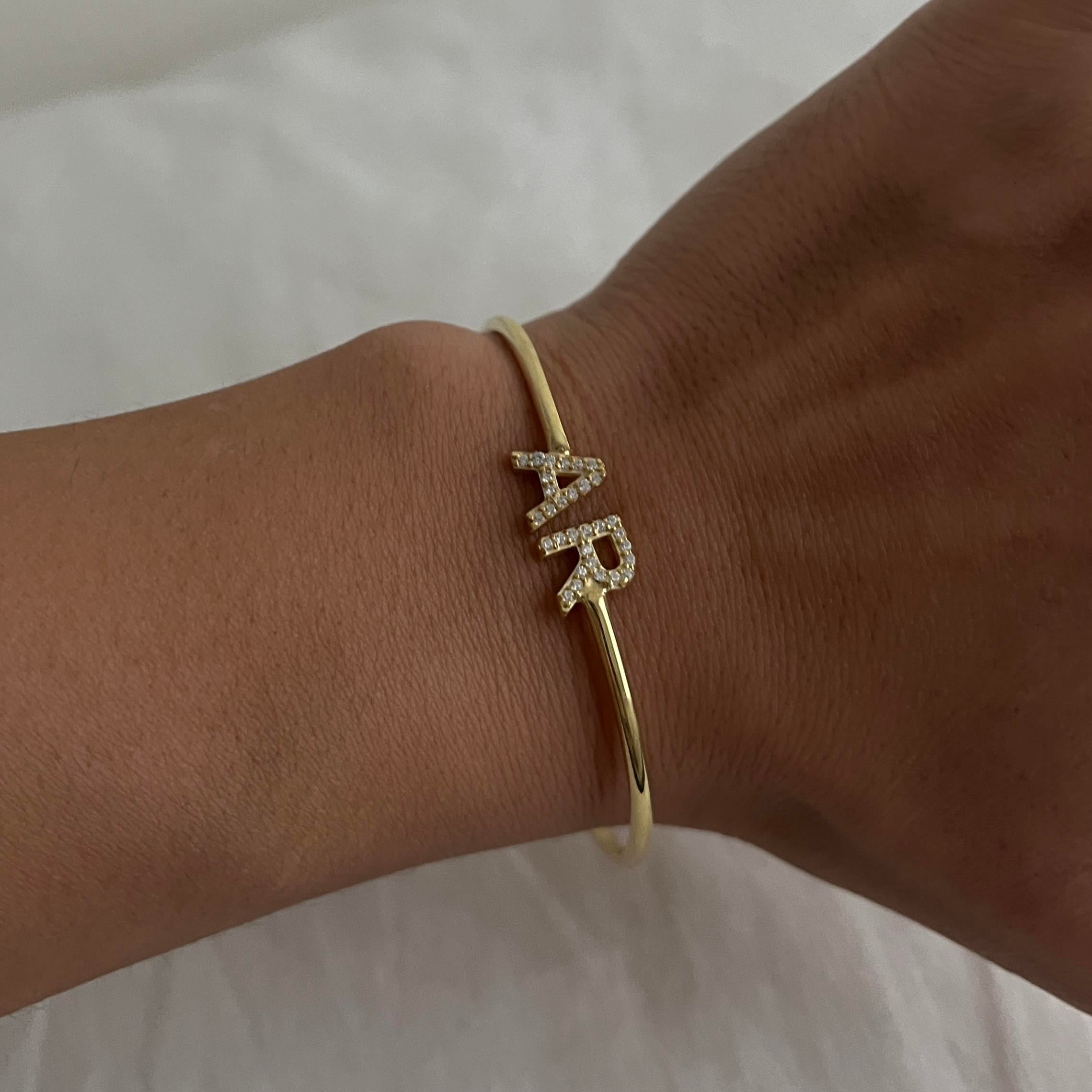 925 ayar gümüş iki harfli kelepçe bileklik