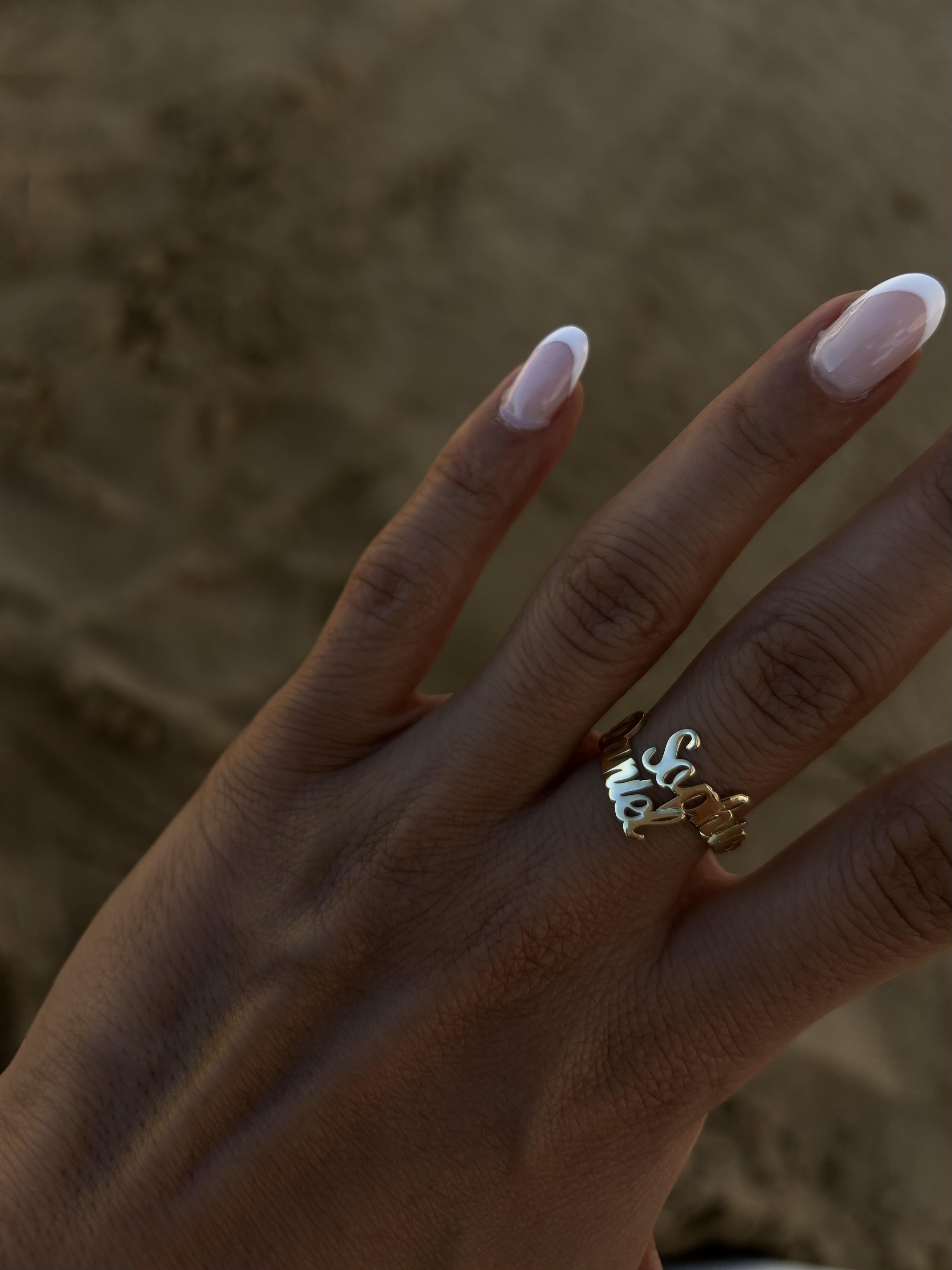 925 ayar gümüş iki isimli yüzük