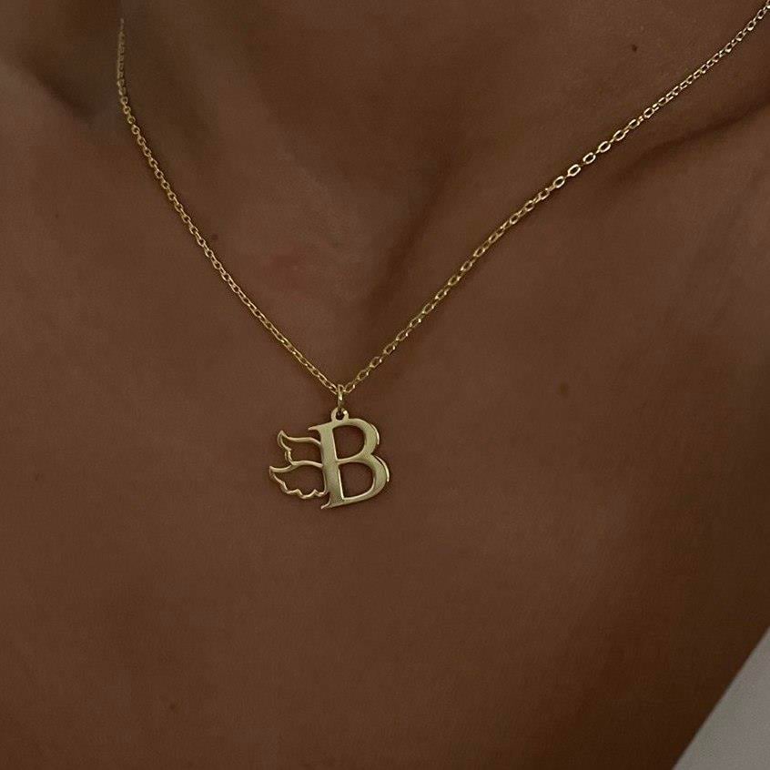 925 AYAR GÜMÜŞ KANATLI HARF KOLYE