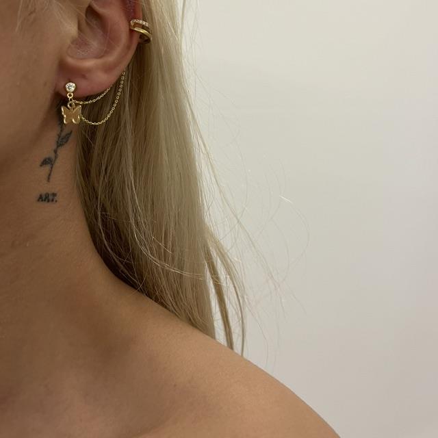925 ayar gümüş kelebekli ear cuff küpe