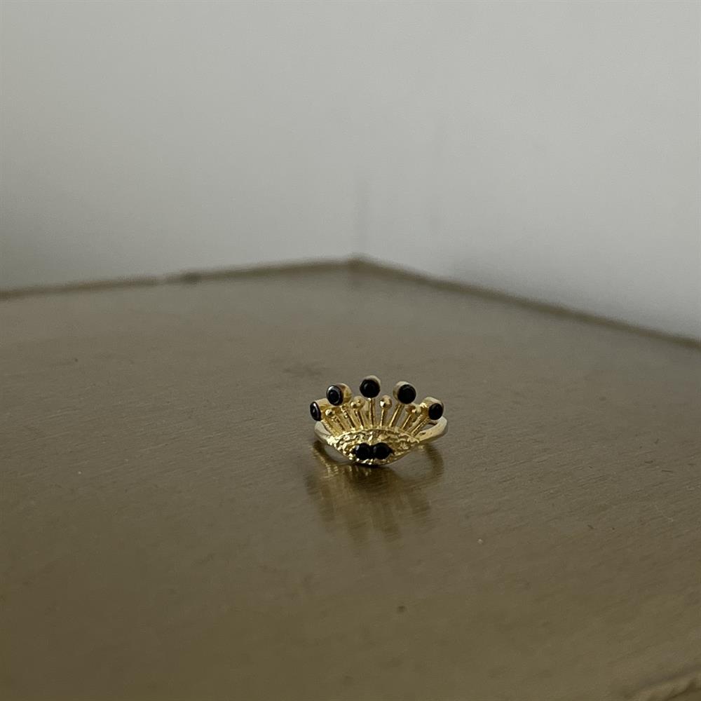 925 ayar gümüş siyah taşlı göz ear cuff