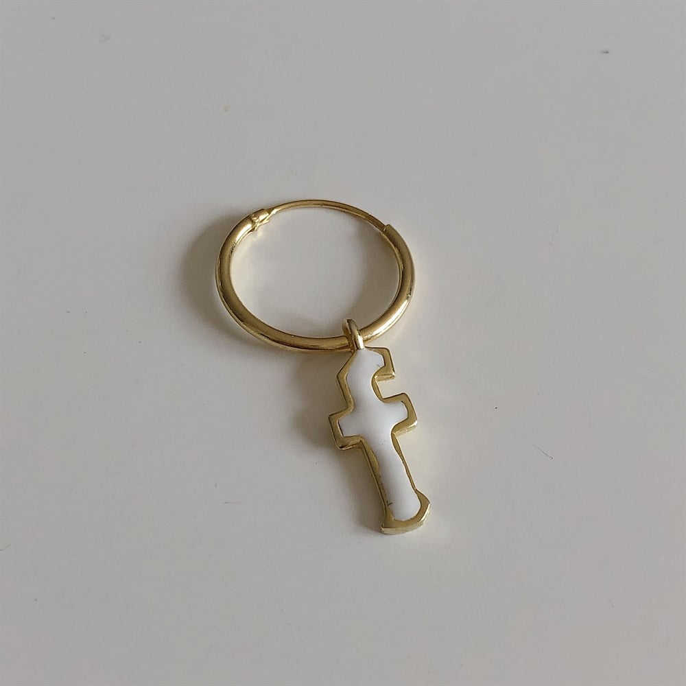 925 beyaz mineli harf küpe