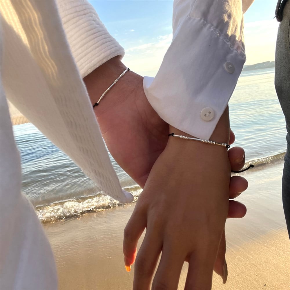 925 gümüş ikili couple mors alfabesi isim bileklik