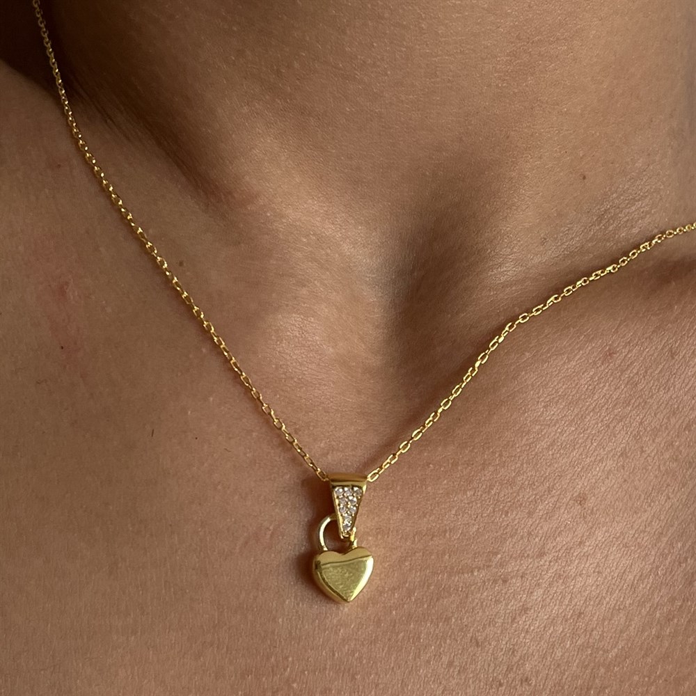 925 gümüş mini bombeli kalp kolye