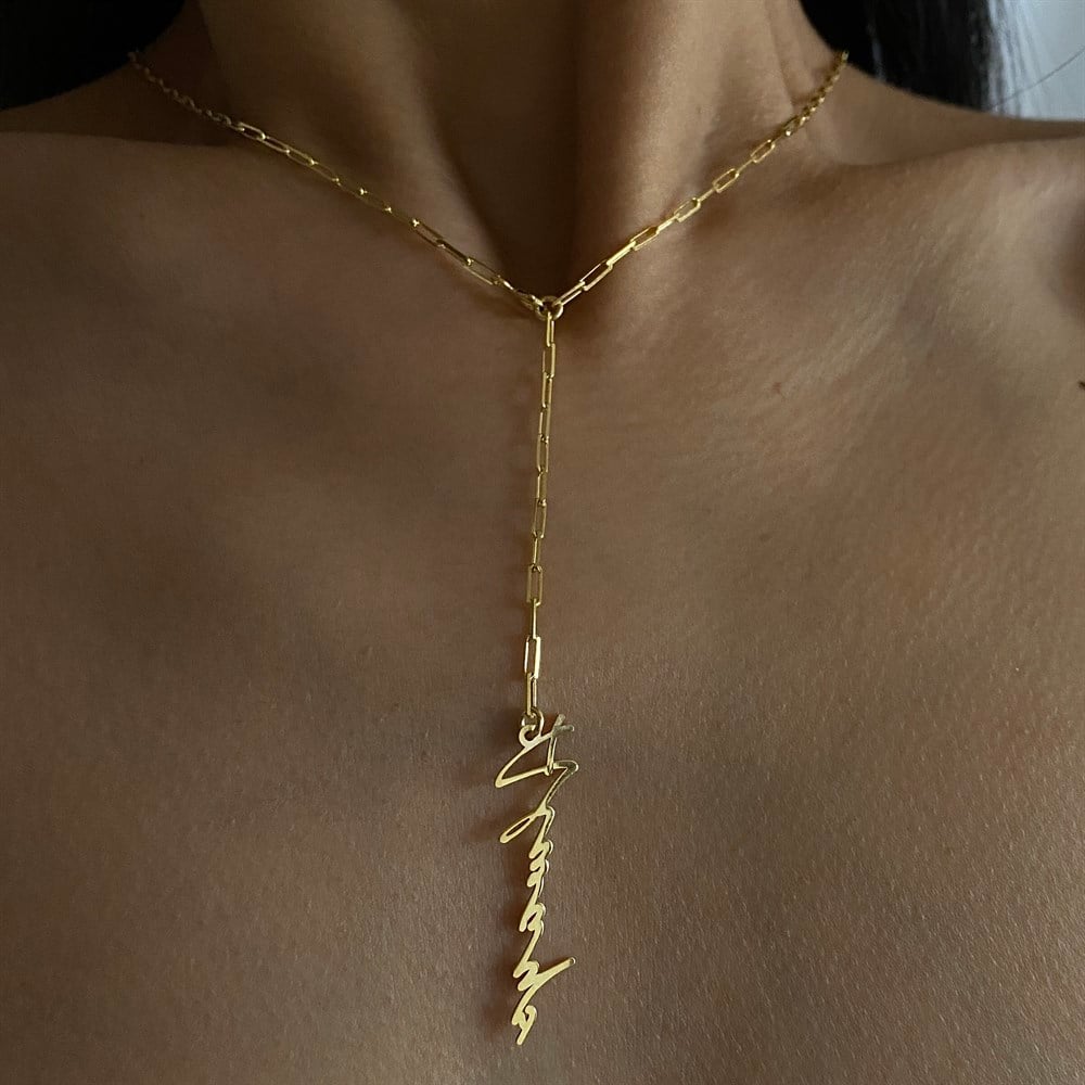 925 kalın zincirli dikey imza isim kolye