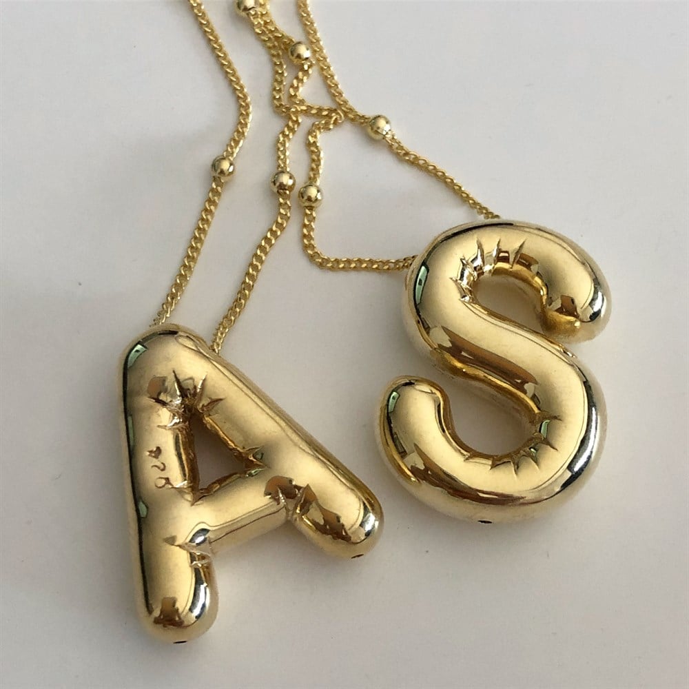 925 kırışık bombeli harf kolye