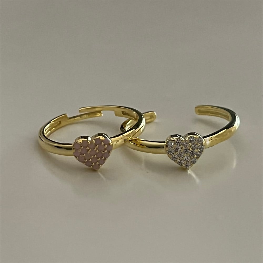 925 pembe taşlı mini yüzük