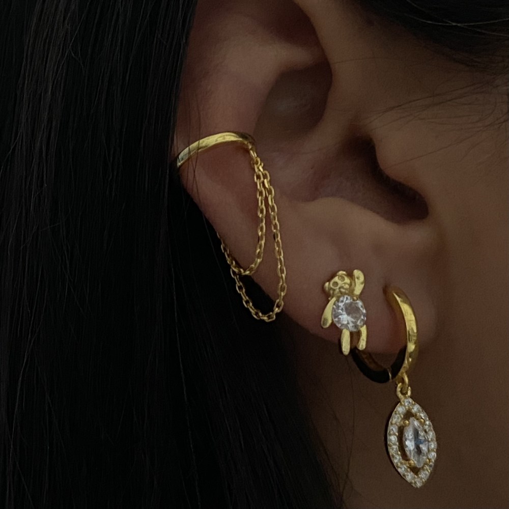 925 sallantılı zincirli ear cuff