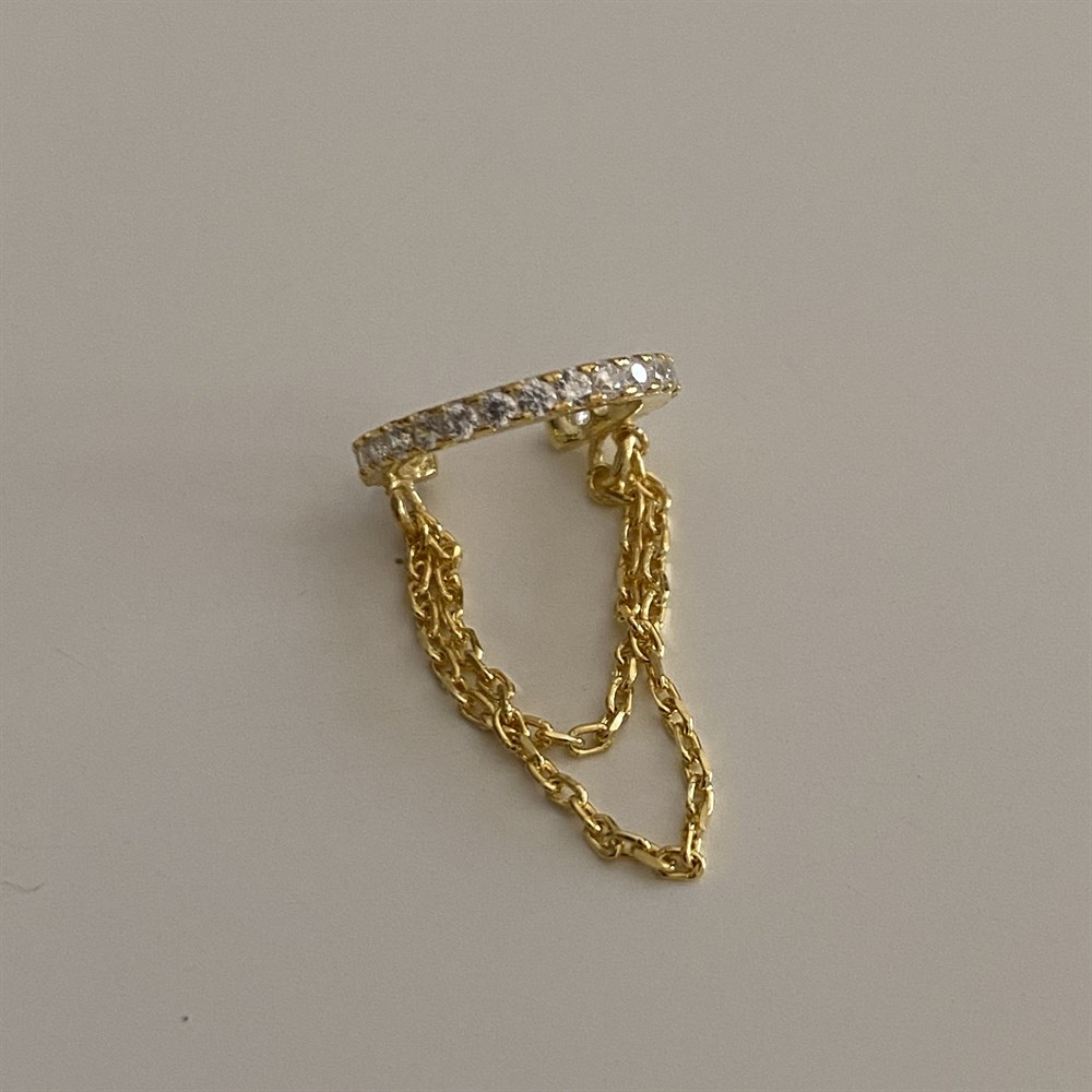 925 sallantılı zincirli taşlı halkalı ear cuff