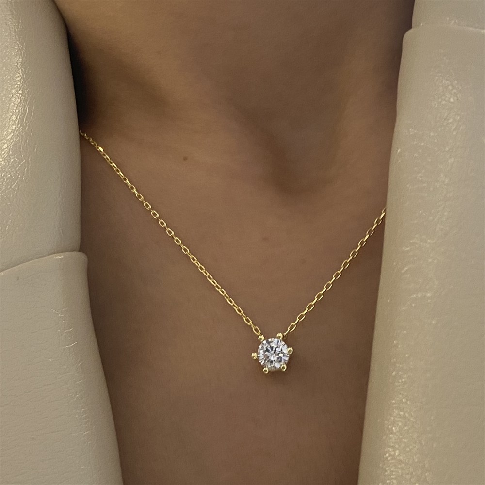 925 tek taşlı kolye