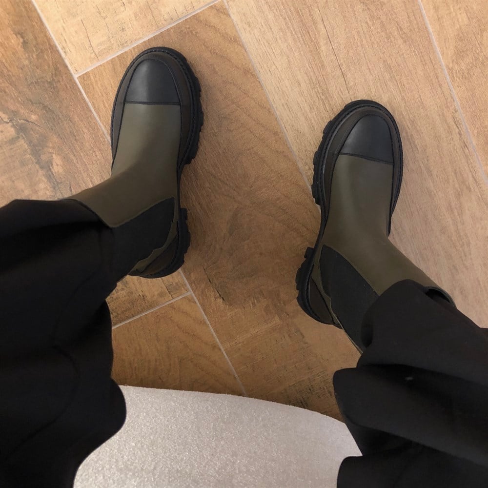 haki siyah çift renkli bot