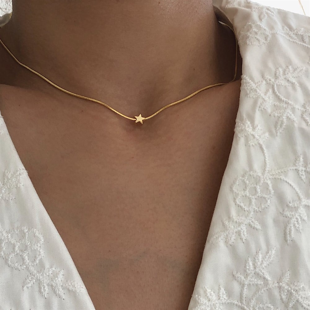 mini gold yıldız kolye