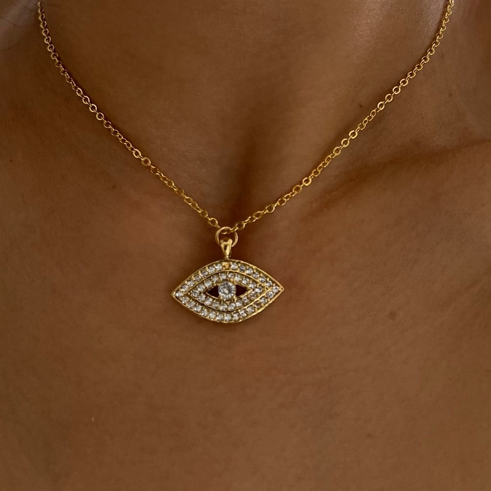 Taşlı badem göz kolye