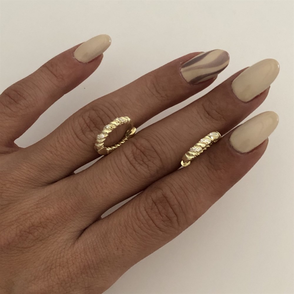 taşlı burgu halka küpe ÇİFT