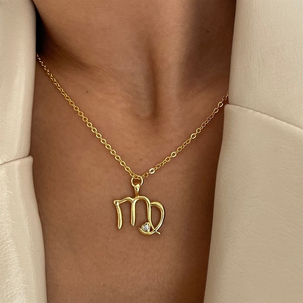 Tek taşlı burç kolye serisi