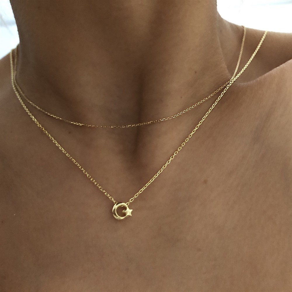 925 ay yıldız kolye mini