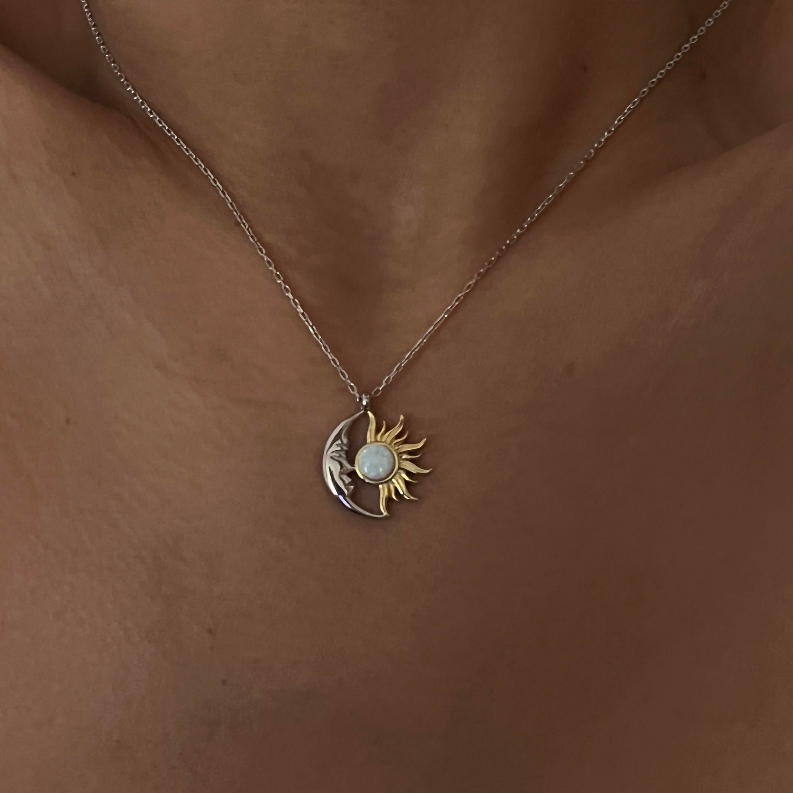 925 ayar gümüş ay güneş kolye