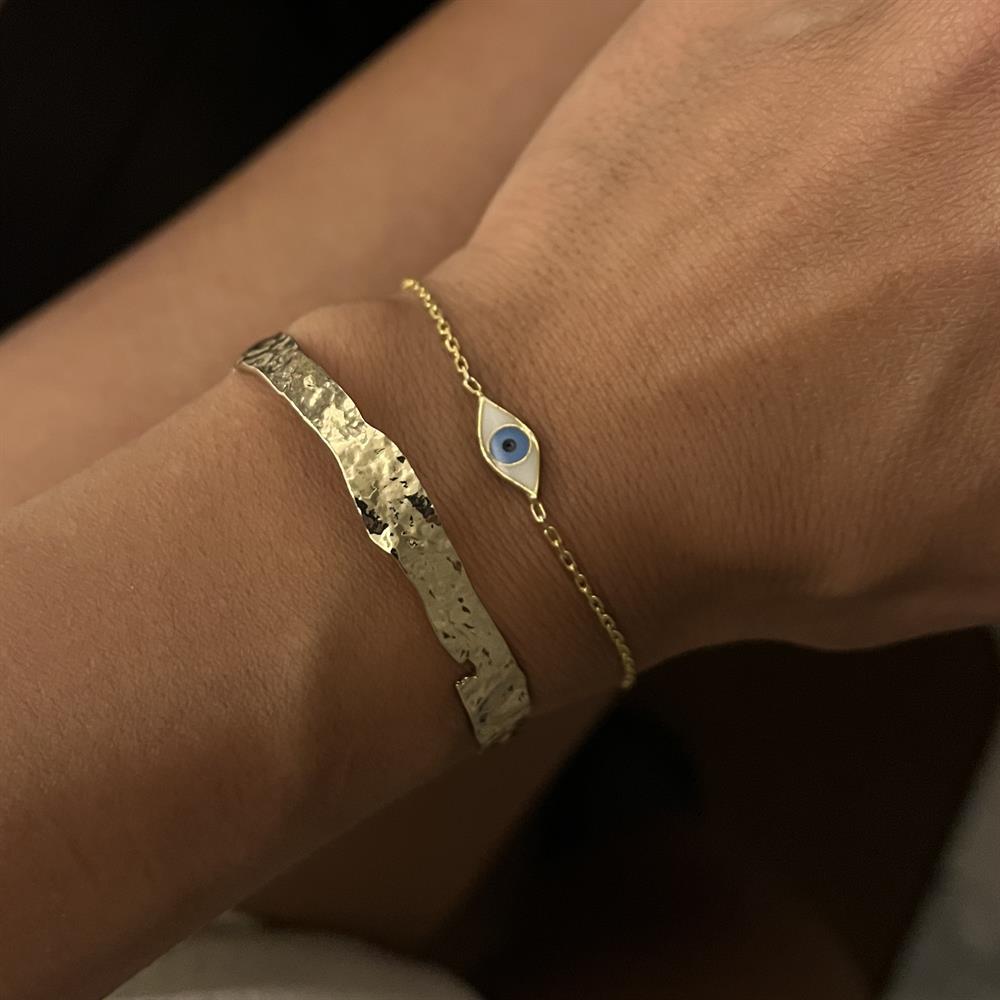 925 ayar gümüş beyaz mineli göz bileklik