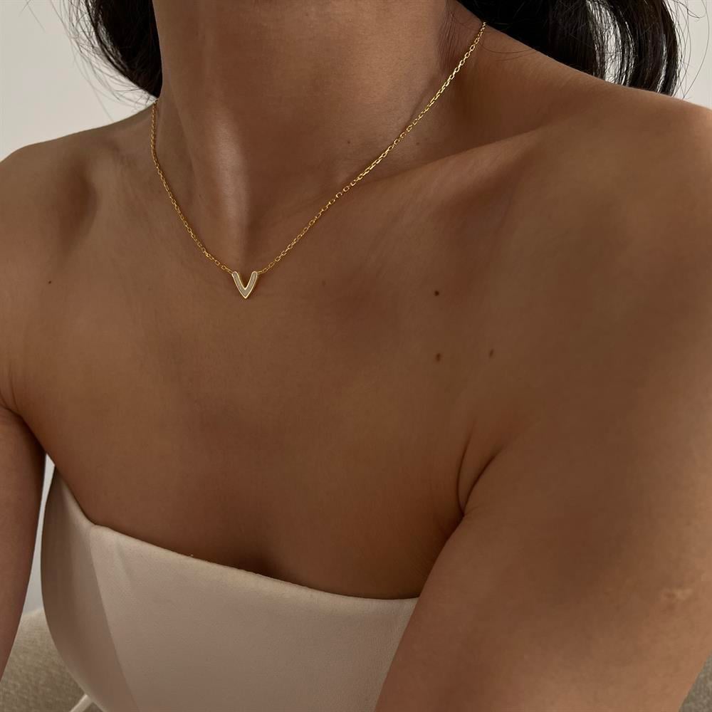 925 ayar gümüş beyaz mineli kalp kolye