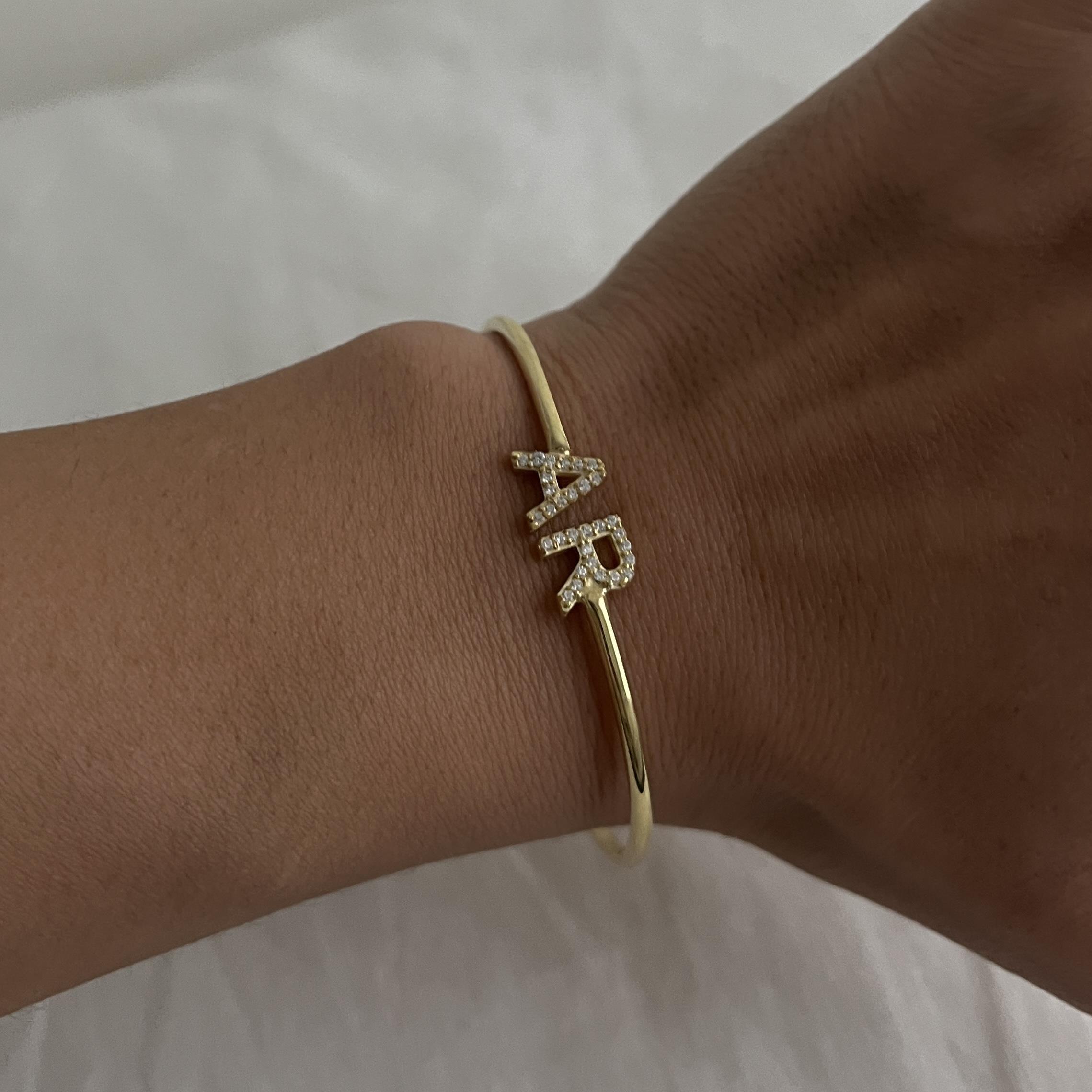 925 ayar gümüş iki harfli kelepçe bileklik