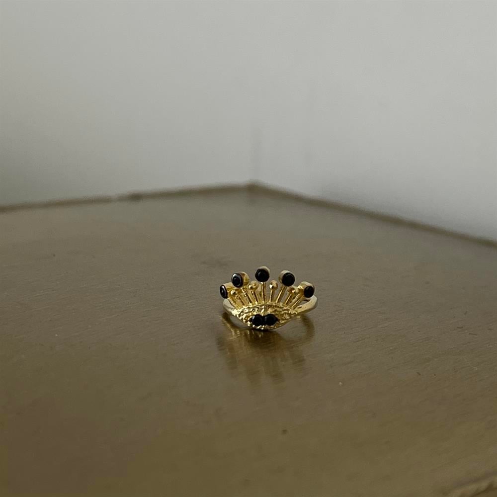 925 ayar gümüş siyah taşlı göz ear cuff
