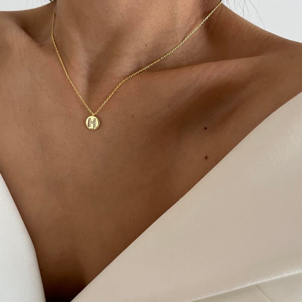 925 ayar gümüş taşlı pul harf kolye