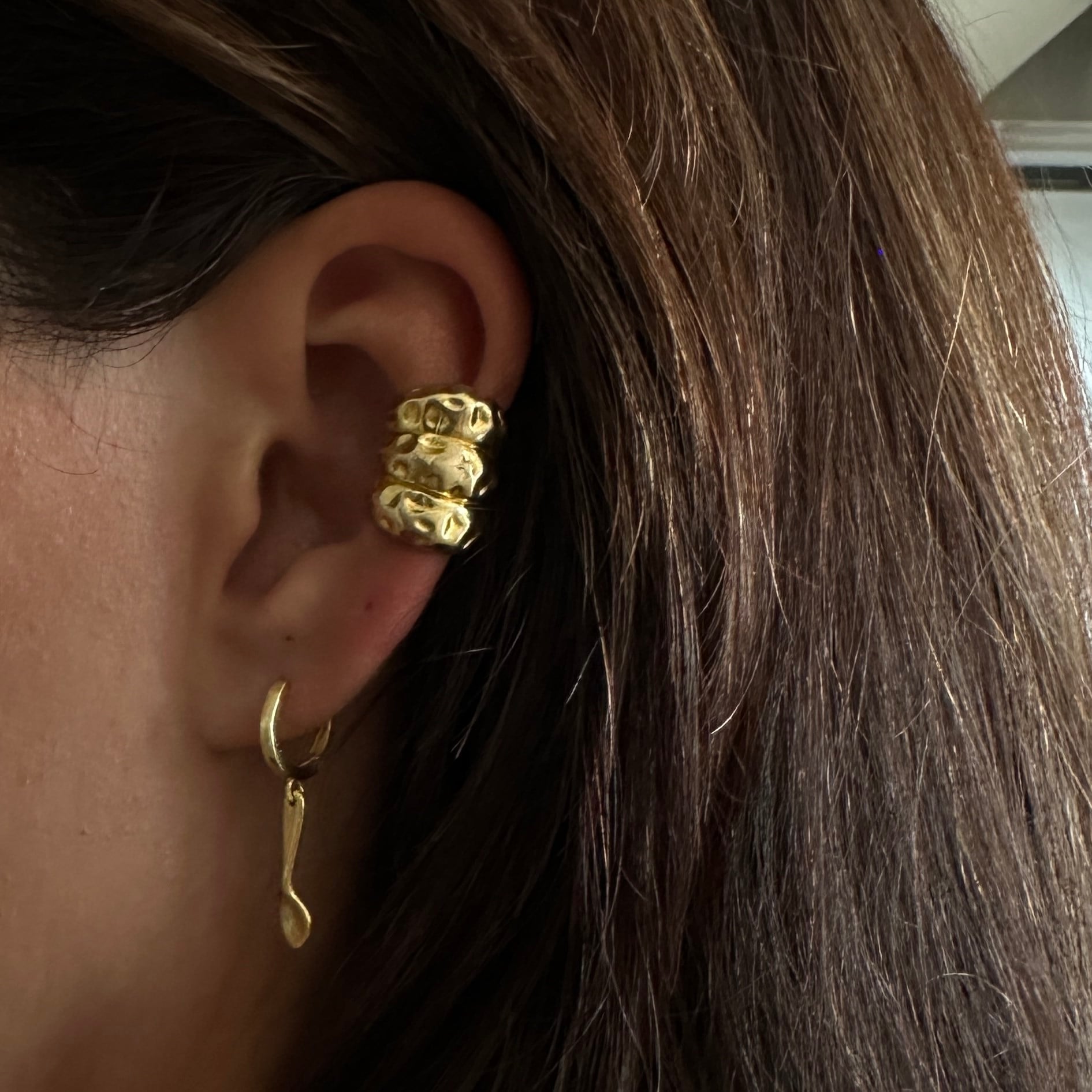 925 AYAR GÜMÜŞ ÜÇ SIRA DESENLİ EAR CUFF