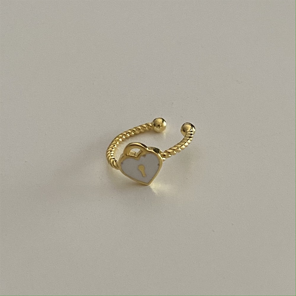 925 beyaz mineli kalp ear cuff