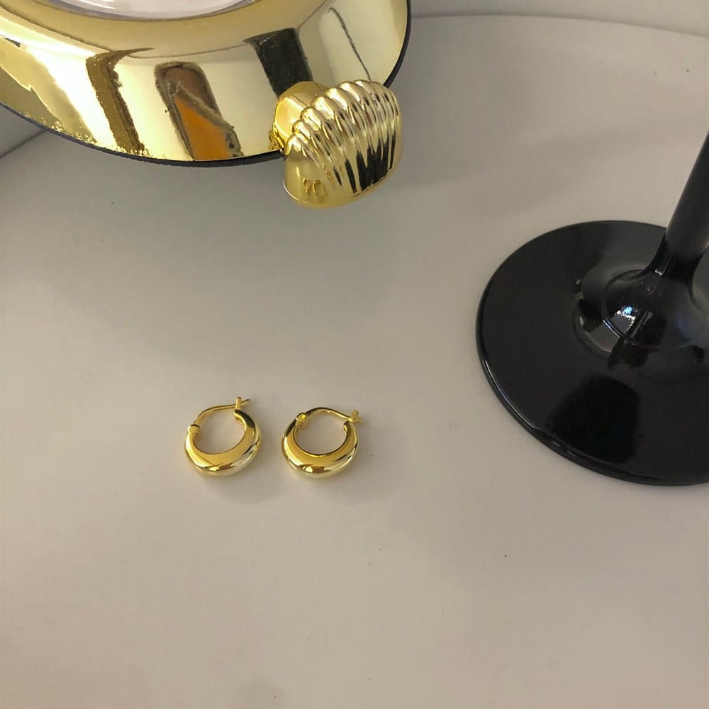 925 bombeli mini halka küpe