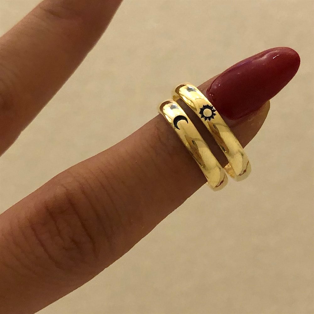 925 çift yüzüğü güneş ve ay