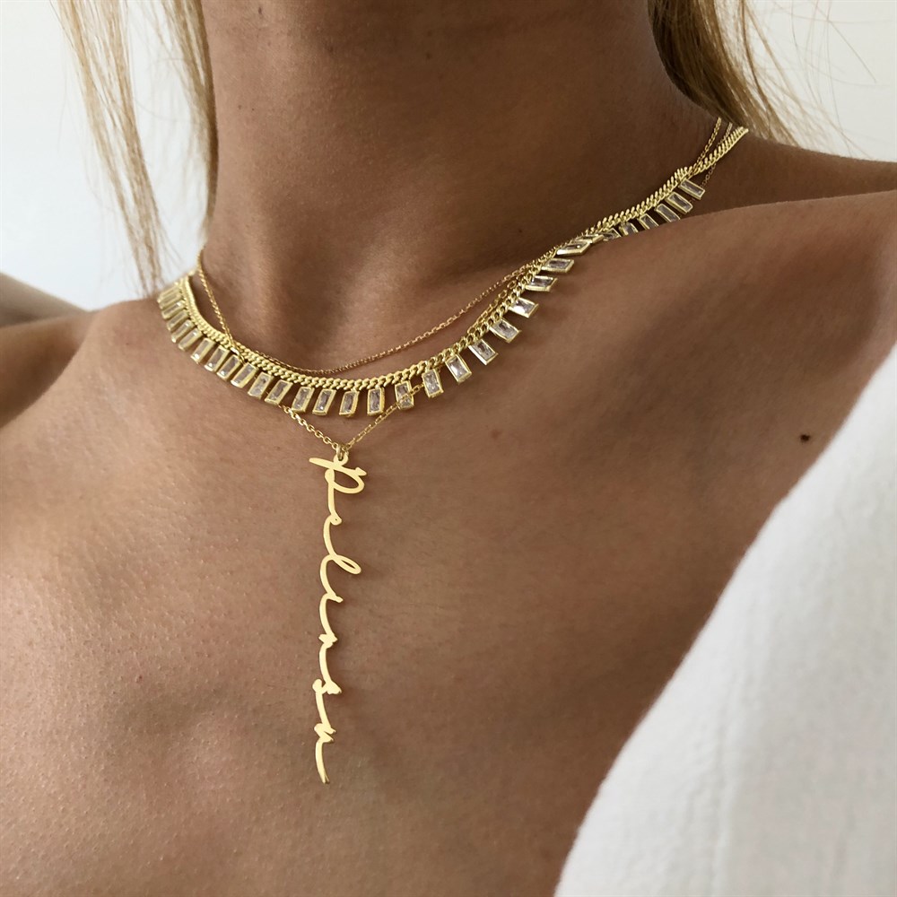 925 dikdörtgen taşlı choker