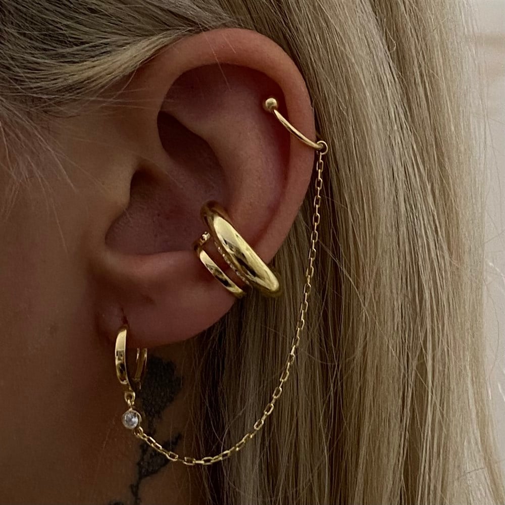 925 ear cufflı zincir küpe