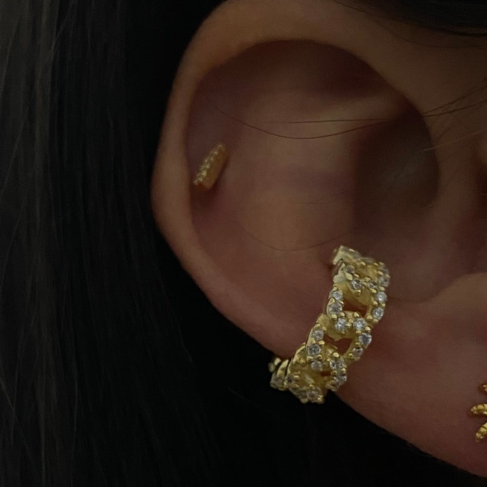925 full taşlı zincir desenli ear cuff
