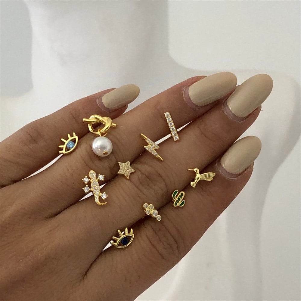 925 gold&taşlı piercing serisi TEKLİ