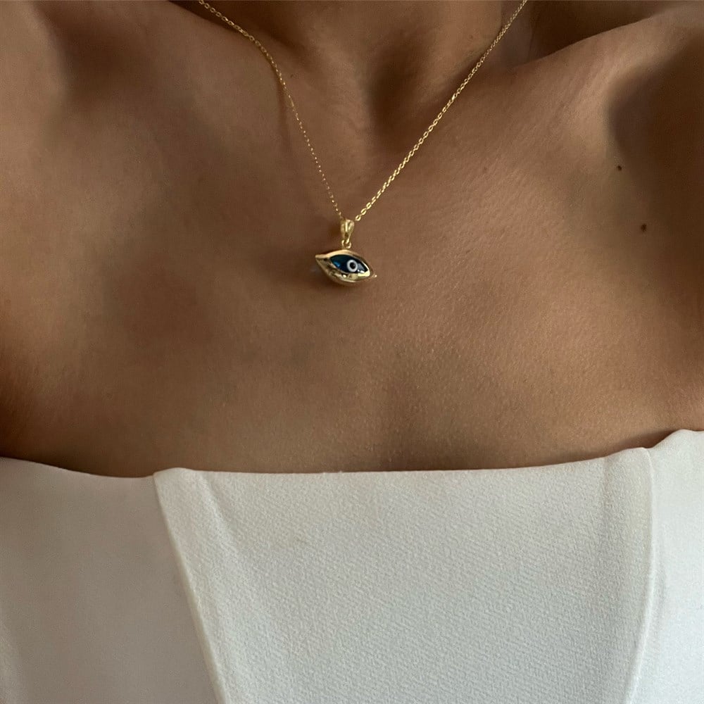 925 gümüş nazar boncuklu badem göz kolye