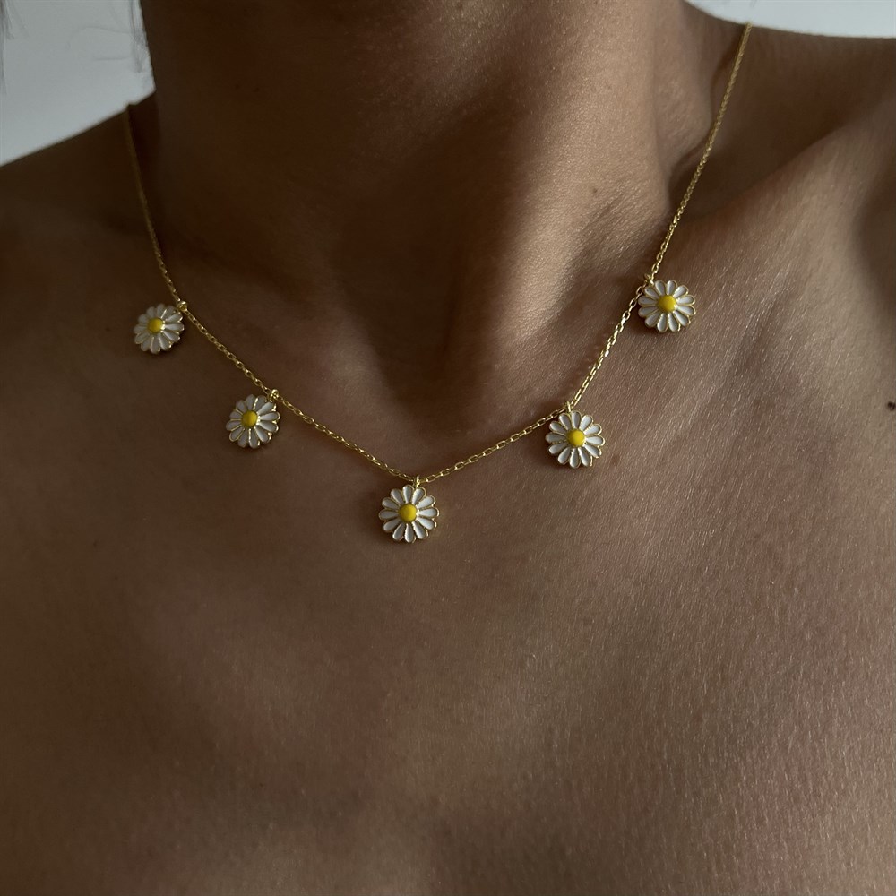 925 gümüş papatya kolye