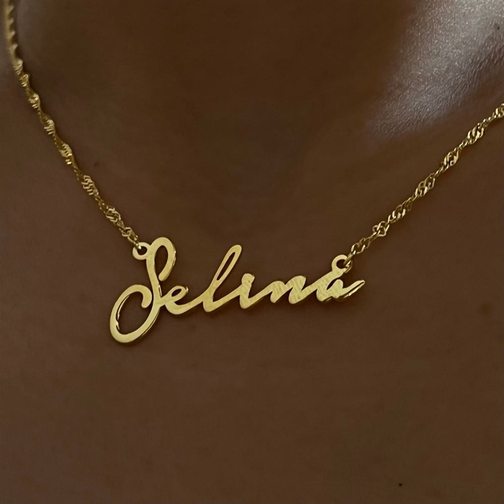 925 gümüş singapur zincir isim kolye 