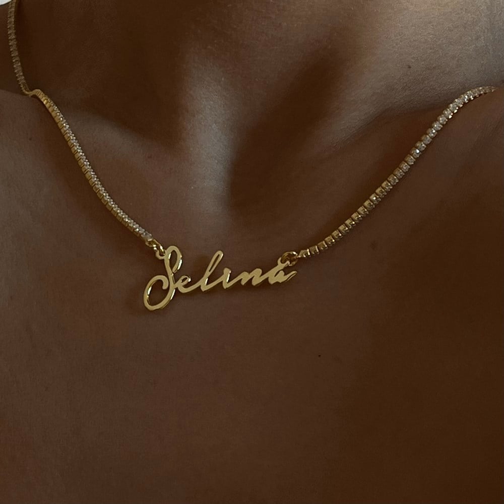 925 gümüş su yolu isim kolye