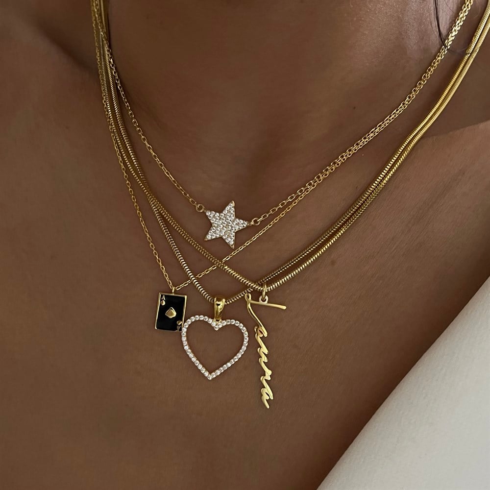 925 gümüş taşlı yıldız kolye